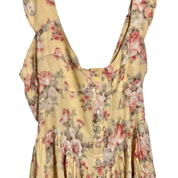 Vanessa Mooney Floral The Elisabeth Bustier Romper Butter Yellow Rose L NEW - Picture 5 of 16